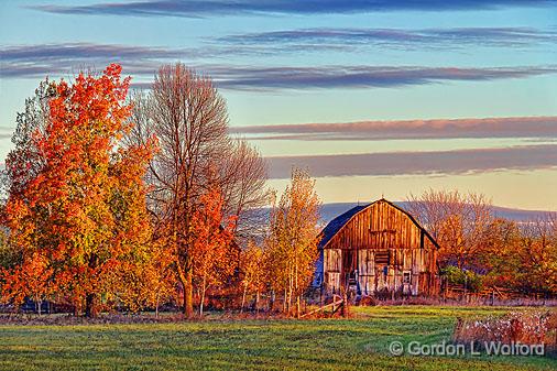 Autumn Barn At Sunrise_18100.jpg - Photographed near Smiths Falls, Ontario, Canada.